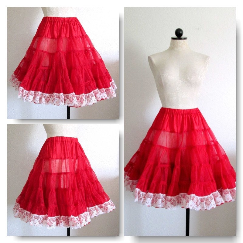 Vintage Square Dance Petticoat Meg Simkins 1970's Red with