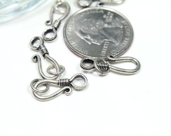 4 Ensemble 16X28Mm Bali Toggle Clasp Antique Argent Sterling Plaqué 412