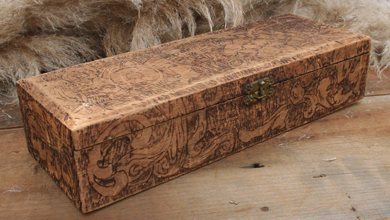 Flemish+681 Pyrography Tie Box Flemish Art Company 681 by PastClassics on Etsy