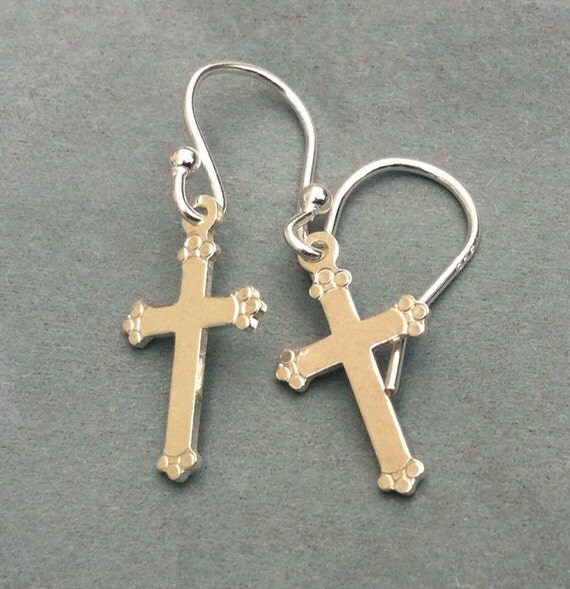 Sterling Silver Cross Long Dangle Earrings 925 By Mairijewellery