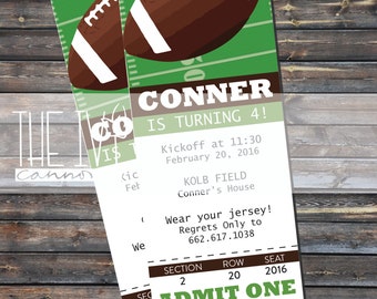 INVITATION Football Party Ticket Invitation, Football Birthday Invitation, Ticket Invitation