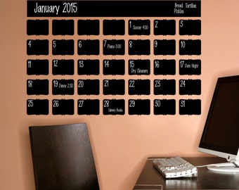Chalkboard Calendar/ Calendar wall decal/ calendar decal/ wall decal/ chalkboard decal/office calendar/ erasable decal/ classroom calendar