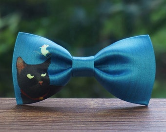 Black Cat with White mouse Bowtie
