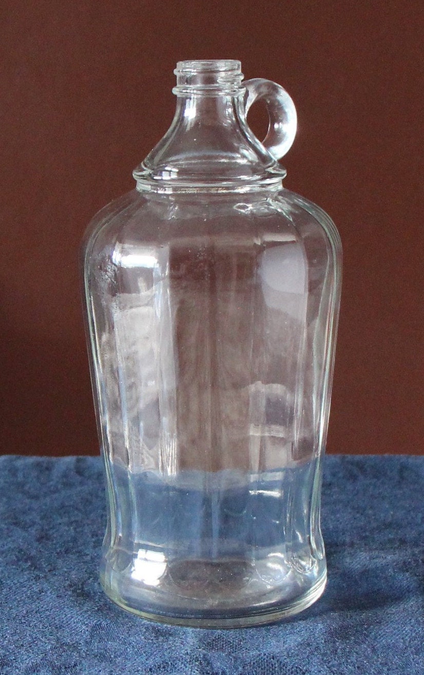 Antique 1920s Beveled Glass Gallon Jug Wfinger Handle