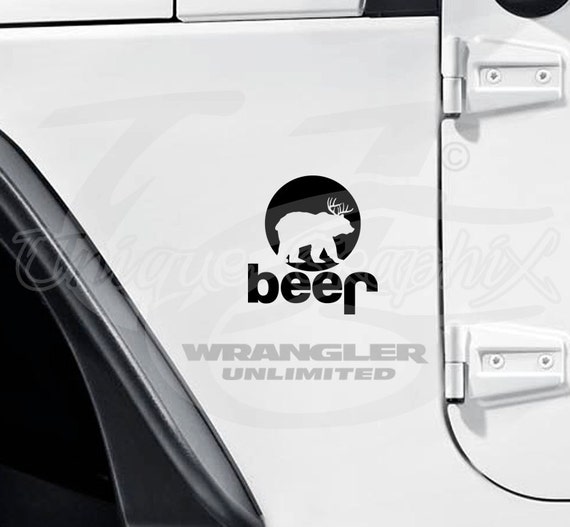 Items Similar To Jeep Deer Bear Beer Decal Window Jeep Sticker On Etsy