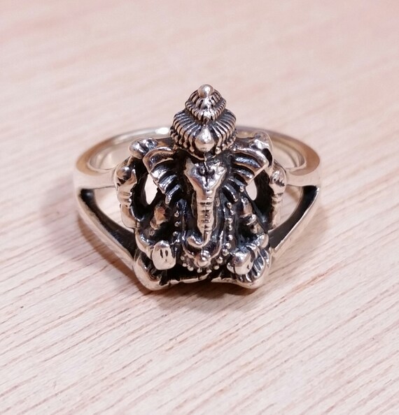 Ganesh Ring Sterling Silver Ganesha by AlphaVariable on Etsy