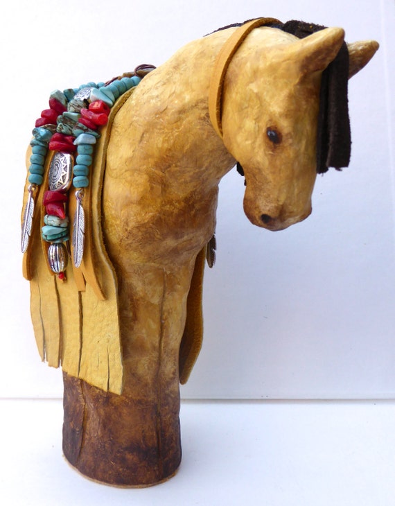 Native American Indian style spirit horse dun buckskin clay