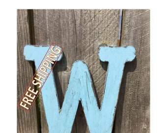 Distressed wooden letter W Gungsuh font Free Shipping! perfect for nursery decor, home decor, wedding decor, party decor, and party favors.