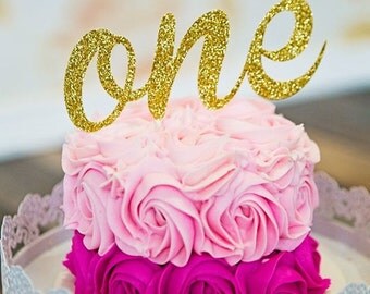 ONE Cake topper, Gold one Cake Topper, Smash Cake Topper, First Birthday Cake Topper