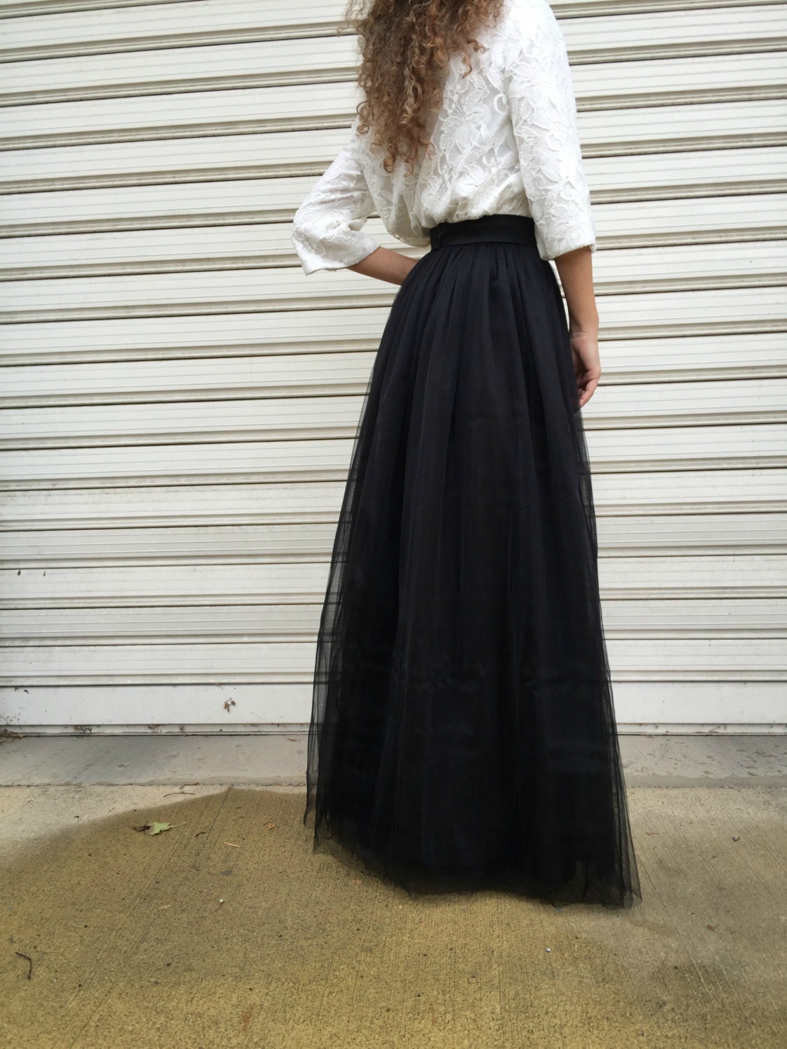 Black Long Tulle Skirt Women Tutu Skirt Princess Skirt 2064