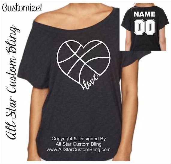 Custom Glitter Basketball Heart Off Shoulder Shirt Glitter
