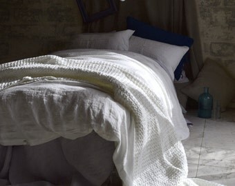 Antique white stonewashed linen quilt/duvet cover. Pure linen bedding. All sizes