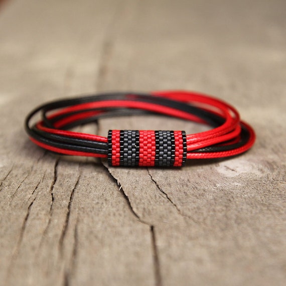 Items similar to African Bracelet Men, Red Black Bracelet for Him, Cool