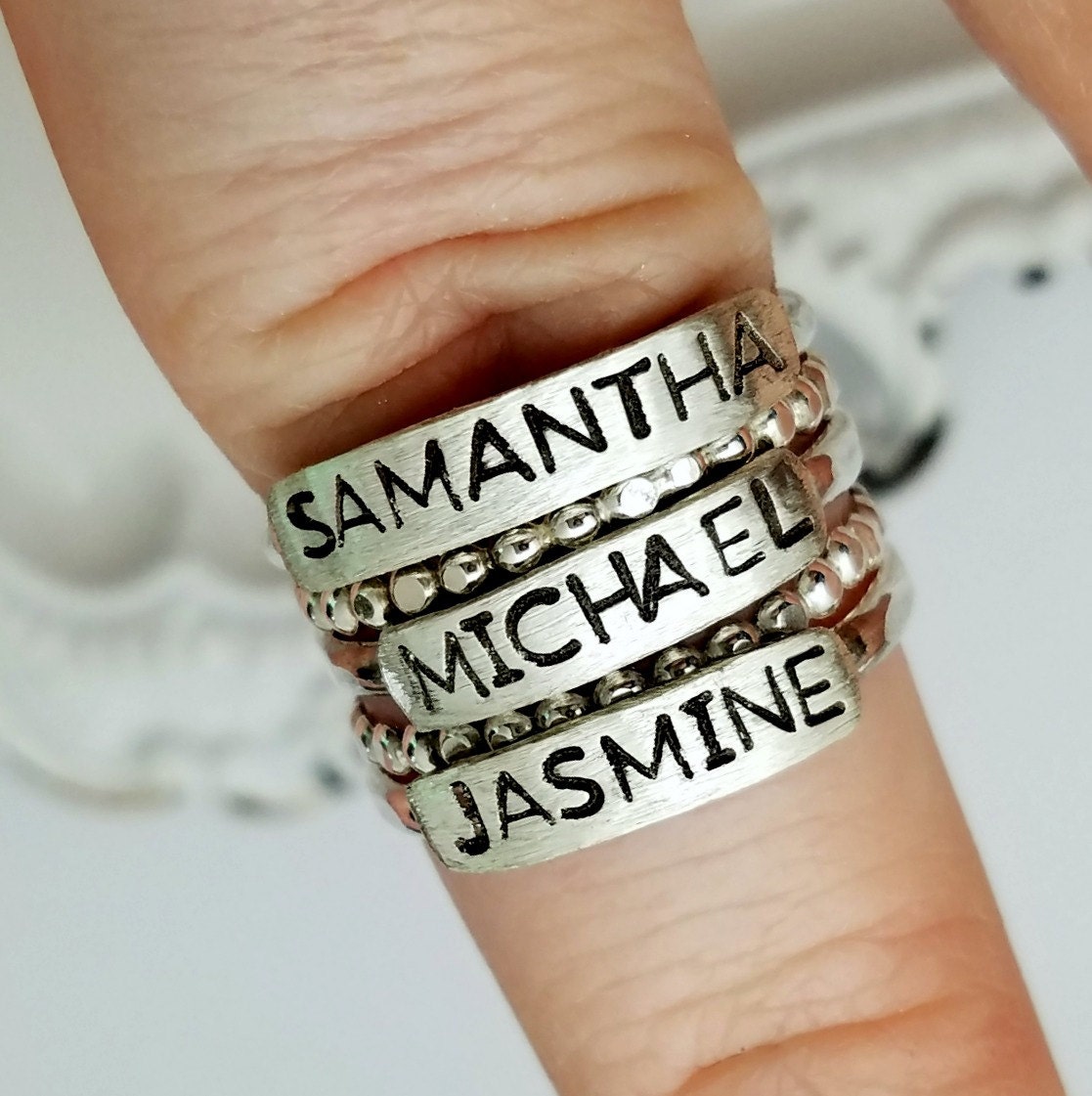 Mom Stacking Rings Mother's Day Jewelry Personalized