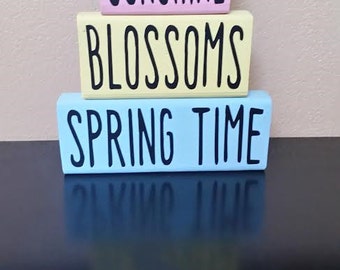 Spring Wood Blocks - Spring Decor - Wood Blocks - Spring Blocks - Spring Wood Blocks - Easter Decor - Spring Decoration - Easter Decoration