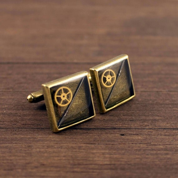 Steampunk Cufflinks, Watch cufflinks, Watch Parts Cufflinks, Men cufflinks, Antique brass cufflinks, men accessories, gift for men by NestreJewellery steampunk buy now online