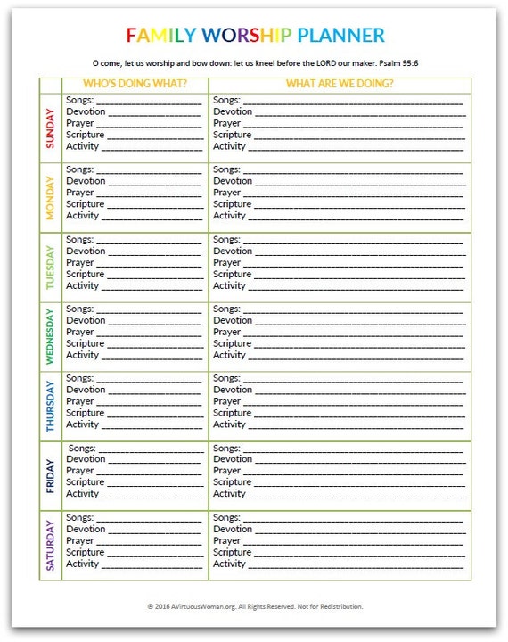 PDF: Family Worship Planner