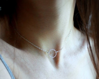 Silver Choker Necklace Circle Choker Necklace Sterling Silver Necklace Minimal jewellery simple silver necklace everyday jewelry eternity