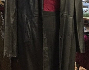 Vintage 90s Long Leather Coat