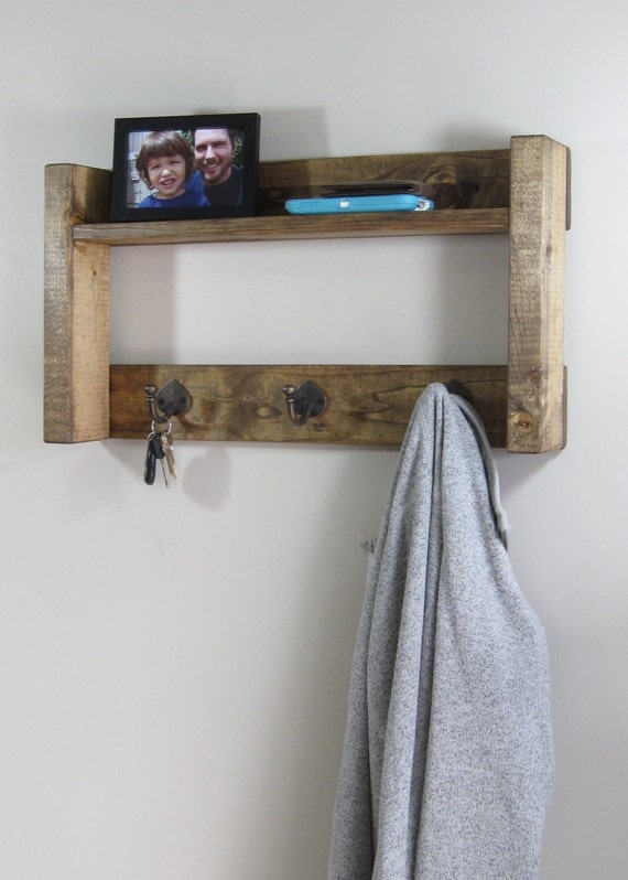 Wood Coat Rack w/ Shelf Rustic Coat Racks Entryway by CedarRoad