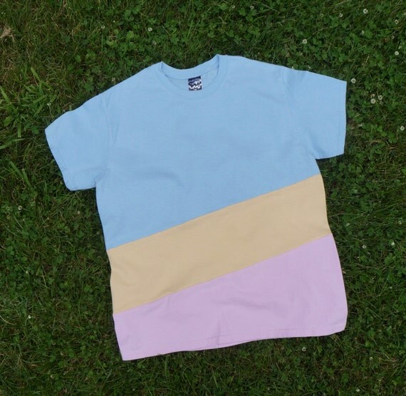 COLORBLOCK TEE Sky Blue Pale Yellow Baby Pink