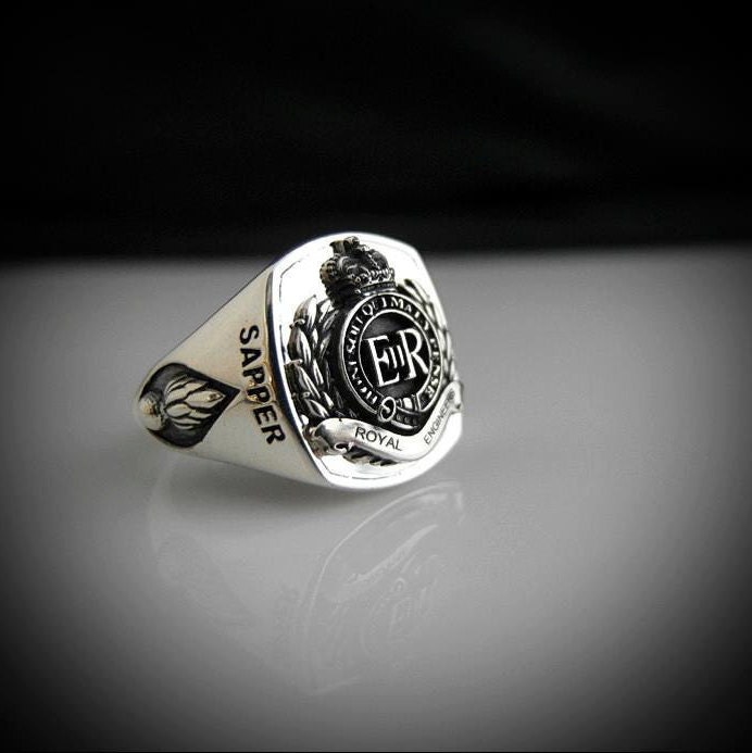 Royal Engineers Bespoke Oxidized Silver Ring By Sir Yes Sir