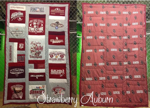 Tshirt Quilts Custom - Twin Size 40x80" - Memory Quilt - Upcycled tshirts - Sports team or jerserys collection - Highschool College Tshirts