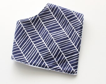 Baby Bandana Bib - Navy Herringbone