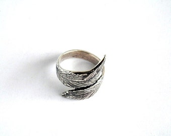 Sterling silver leaf ring, Leaf ring, band ring, leaf ring band, sterling silver leaf ring band, leaf jewelry, silver ring, wide leaf band