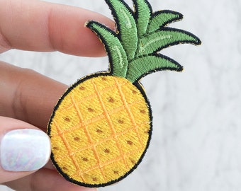 Pineapple Patch - Iron On - Embroidered Applique - Yellow - Fruit - Summer