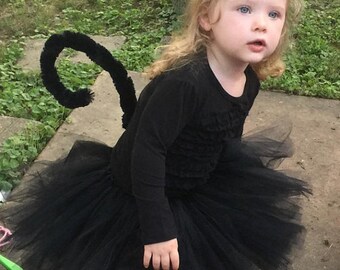Black Cat Costume Tutu, Tail & Ears - Toddler - Pink Cat Tutu Costume - Fluffy Tutu Cat Costume - Kitty Costume - Purple - Blue - Red Cat