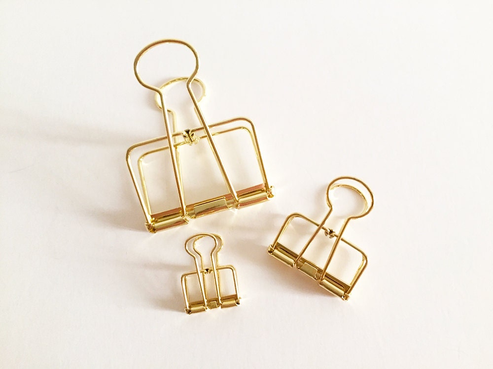 Metal Binder Clips Gold small / medium 2 pcs large by TinyBees