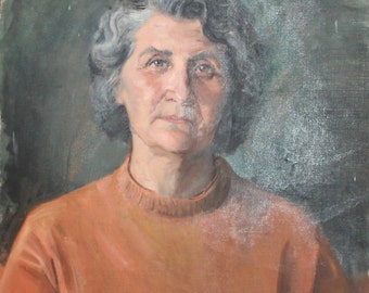 Vintage oil painting female portrait