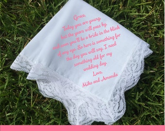 Flower Girl handkerchief, flower girl gift, wedding handkerchief PRINTED lace handkerchief, personalized handkerchief, wedding gifts (H 005)