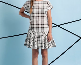 New! Checkered dress, summer dress, casual dress, mini summer dress, women dress, sun dress, cotton dress, black and white dress, low waist.