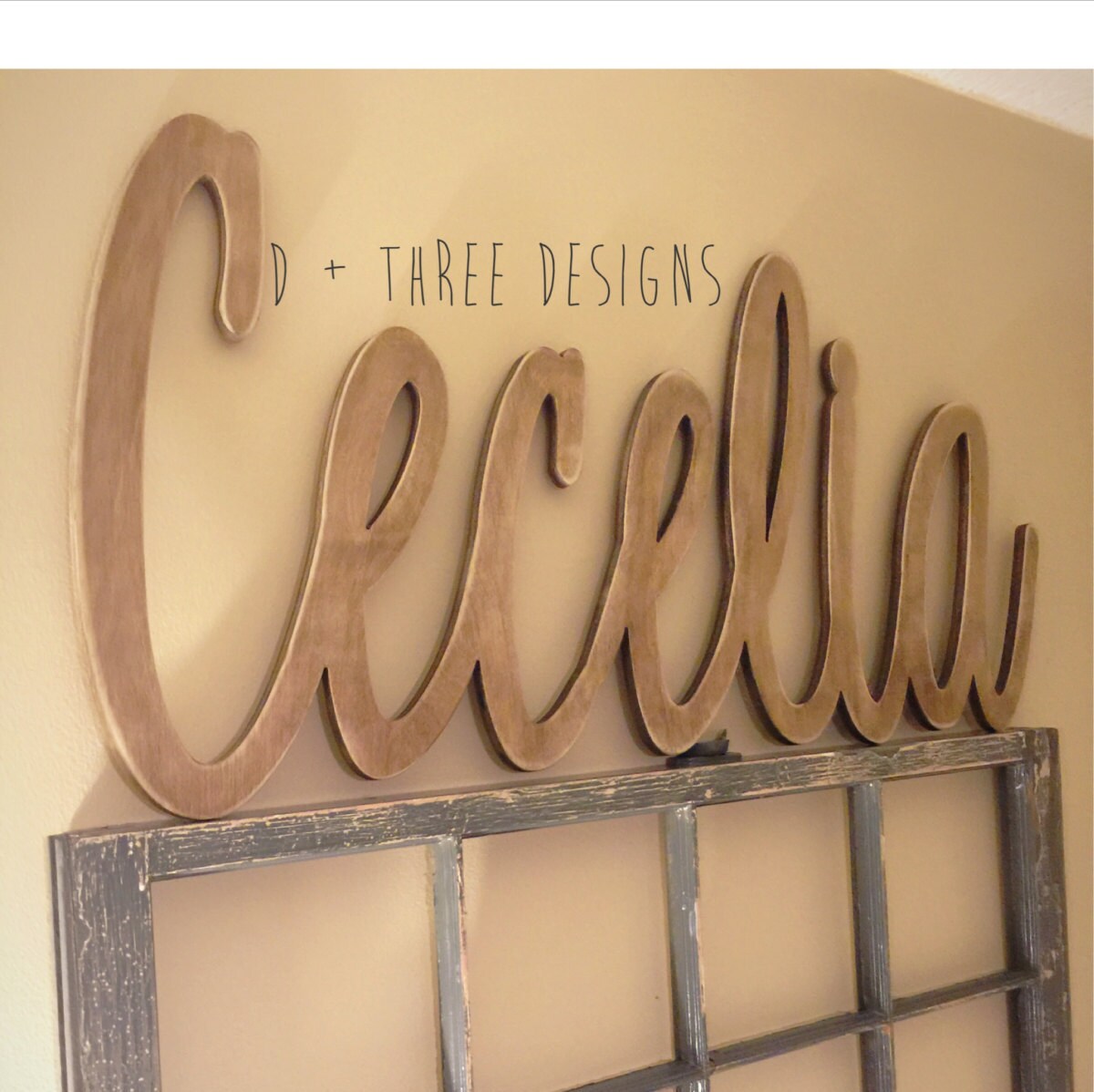 Large Painted Script Connected Wood Wall Name / Nursery Decor