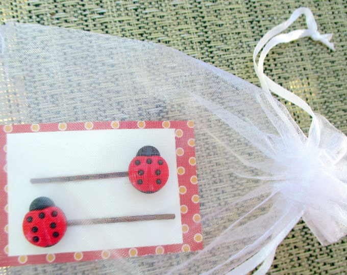 Ladybug bobby pins-girls hair clips-Childrens accessorys-cute ladybug barrettes-girls birthday gift-little girls party favors-kids hair pins