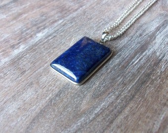 Lapis Lazuli Pendant Silver Chain Large Lapis Lazuli Necklace Genuine Lapis Lazuli Necklace Different Lapis Lazuli Gemstone Necklace N0709