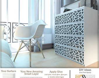 Coral - Furniture Appliques - Fretwork - Overlays - Makeover - Furniture Decor - Malm - Furniture Hardware - Lattice - Ornaments - Sku:Coral
