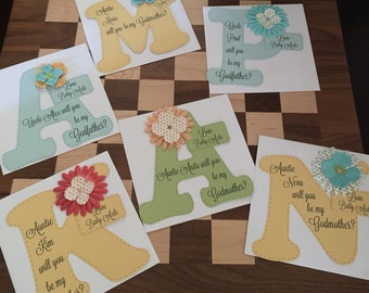 Will you be my Godmother or Godfather or Godparents card - Any color flower and Card stock, Godmother, Godfather, Godparents, Nino, Nina