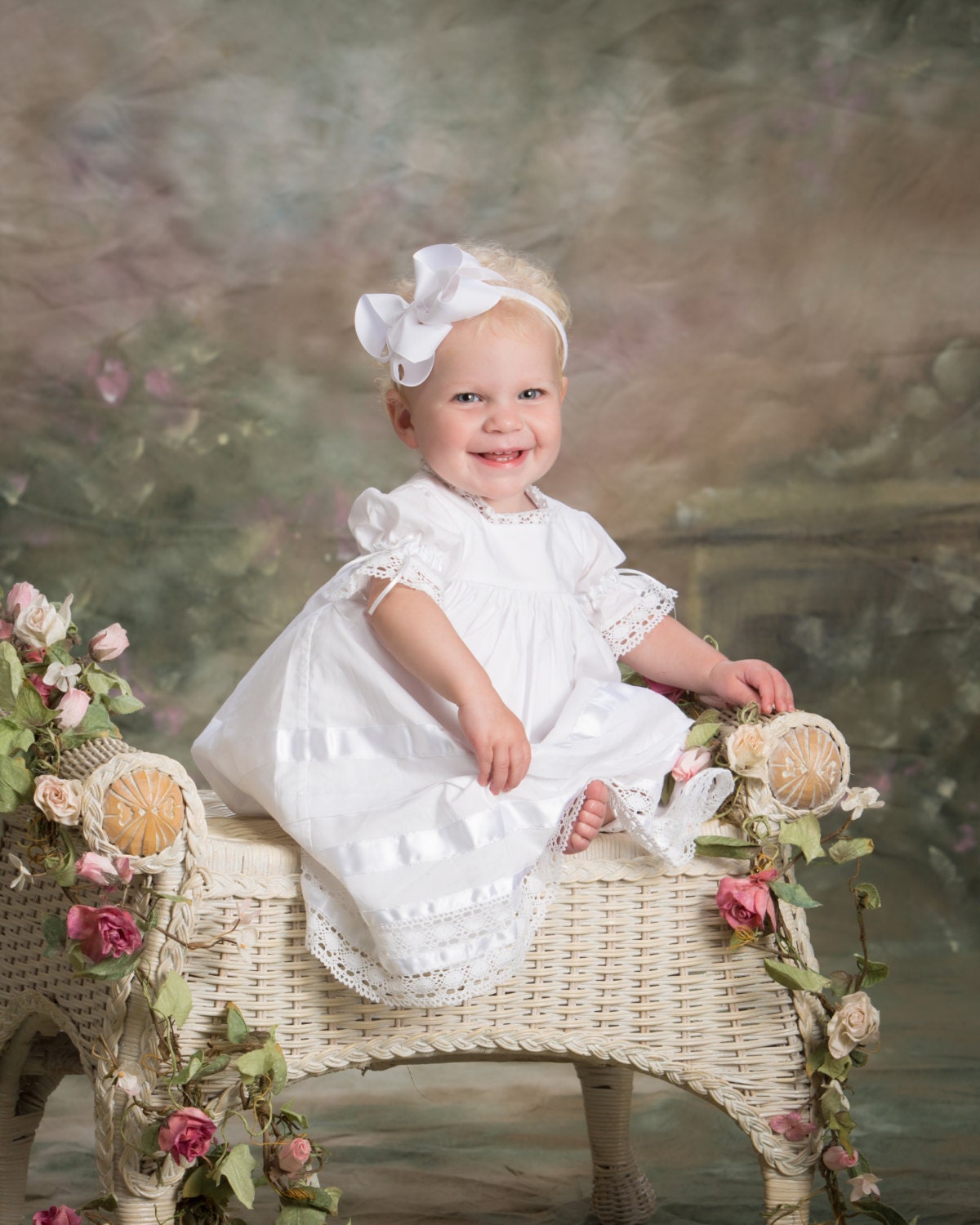 Baptism Dress White Baby Toddler Girl Lace Heirloom Flower