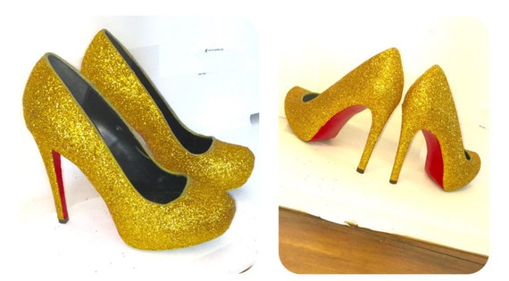 yellow sparkly heels