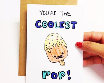 Father's day card funny, funny fathers day card, birthday card dad, dad birthday card for dad, funny dad card for father, popsicle card