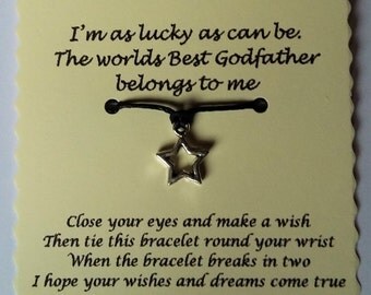 Godfather Gift, Godfather Wish Bracelet, Godparent Gift, Godfather birthday gift, gift for Godfather, Godfather jewelry, Gift from Godchild