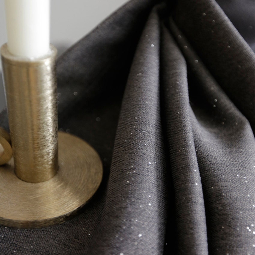 Charcoal Glitter Blackout Curtain Drapery Panel