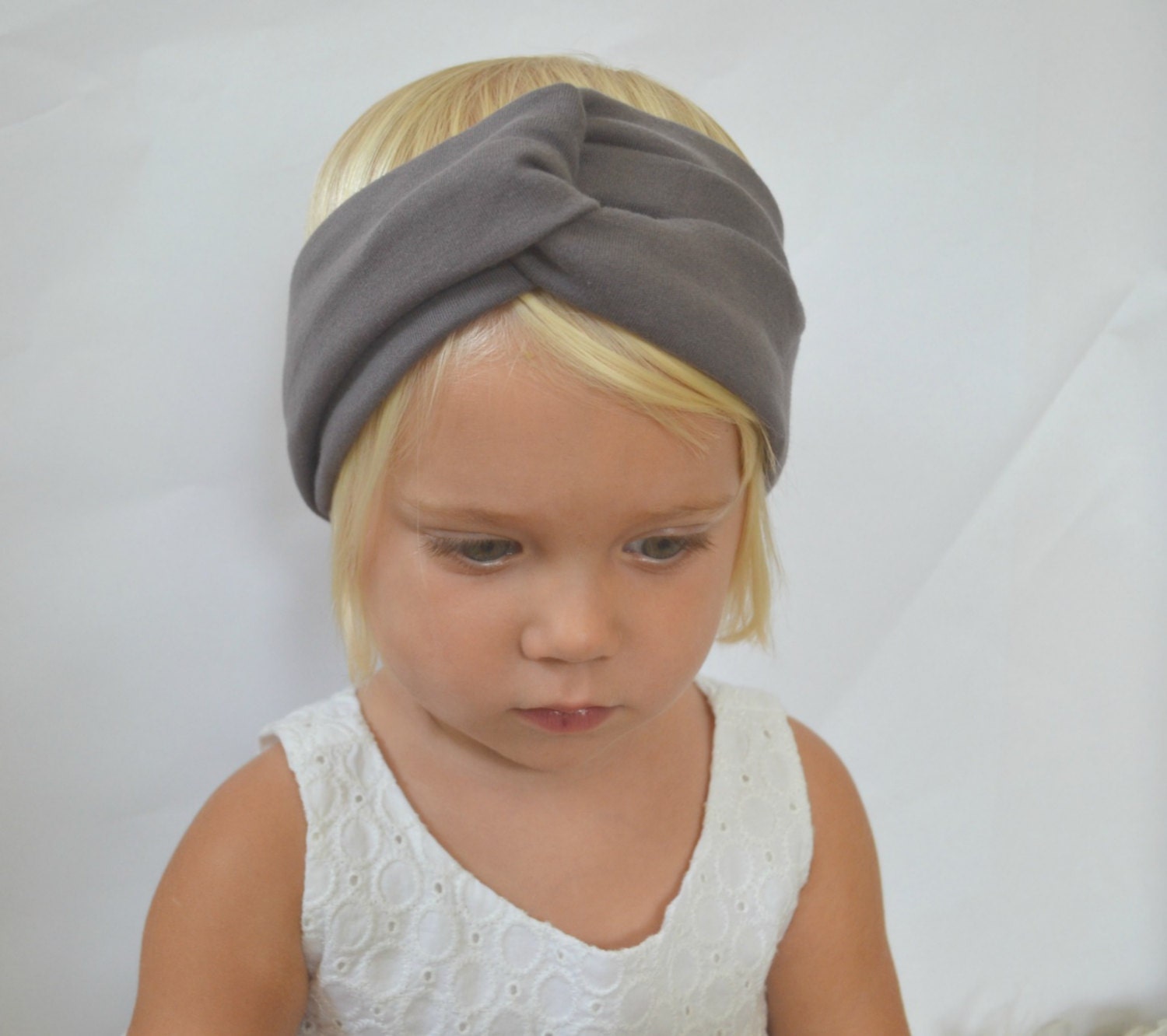 Baby Headwrap Charcoal Turban Headband Baby Girl by shoplittlelu
