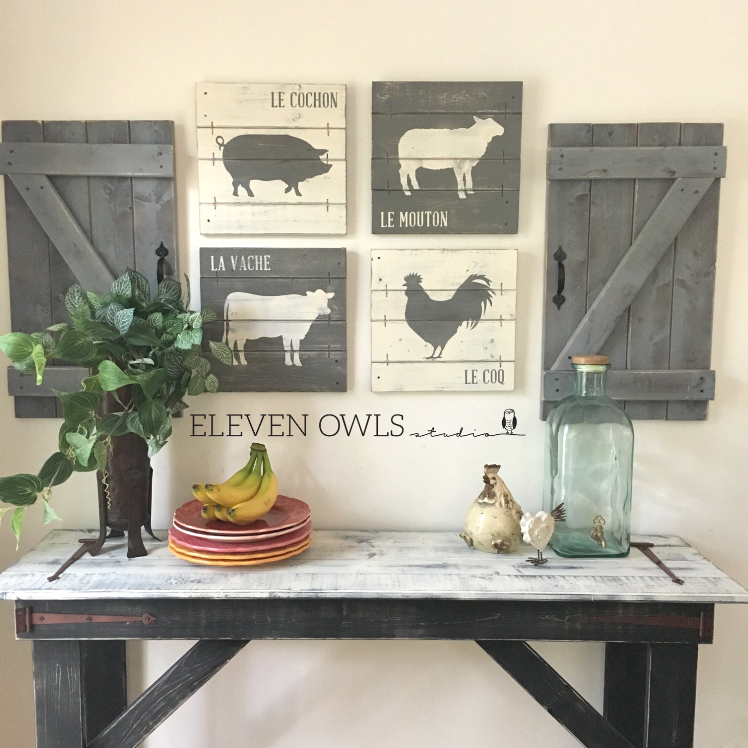 Farmhouse Animal Decor 4 Pcs Set Modern By Elevenowlsstudio