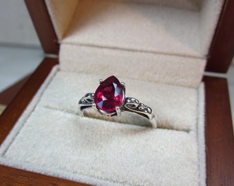 Ruby Engagement Ring, Natural Ruby Ring, Ruby Wedding Ring, Gemstone Solitaire, Genuine Ruby Ring, Gemstone Engagement Ring , Pear Gemstone