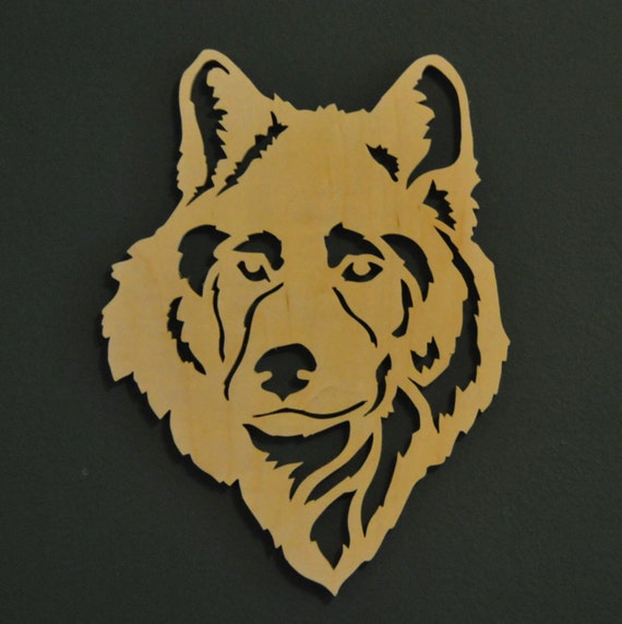 Wolf wood silhouette scroll saw cutout handmade rustic