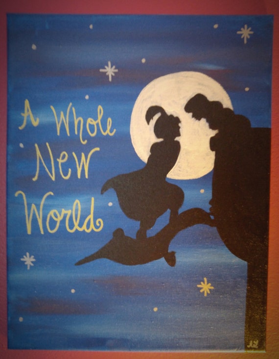 Aladdin and Princess Jasmine Silhouette Canvas